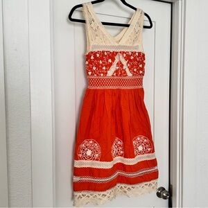 Anthropologie Moulinette Soeurs Orange and Cream Size 2 Dress